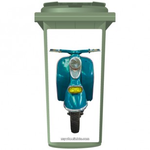 Blue Scooter Wheelie Bin Sticker Panel